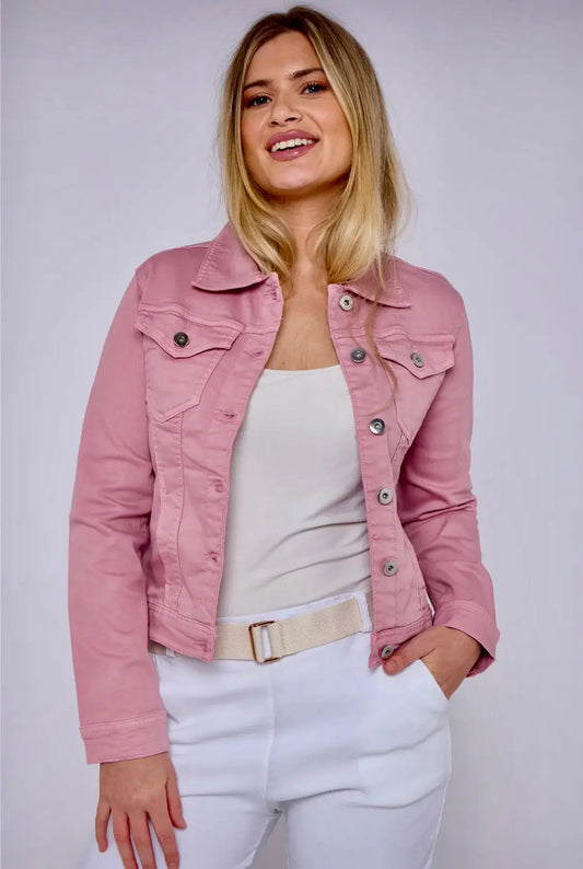 Pink Stretchy Denim Style Jacket The Style Closet