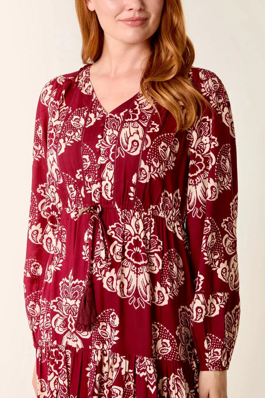 Floral Print Dress in Berry The Style Closet