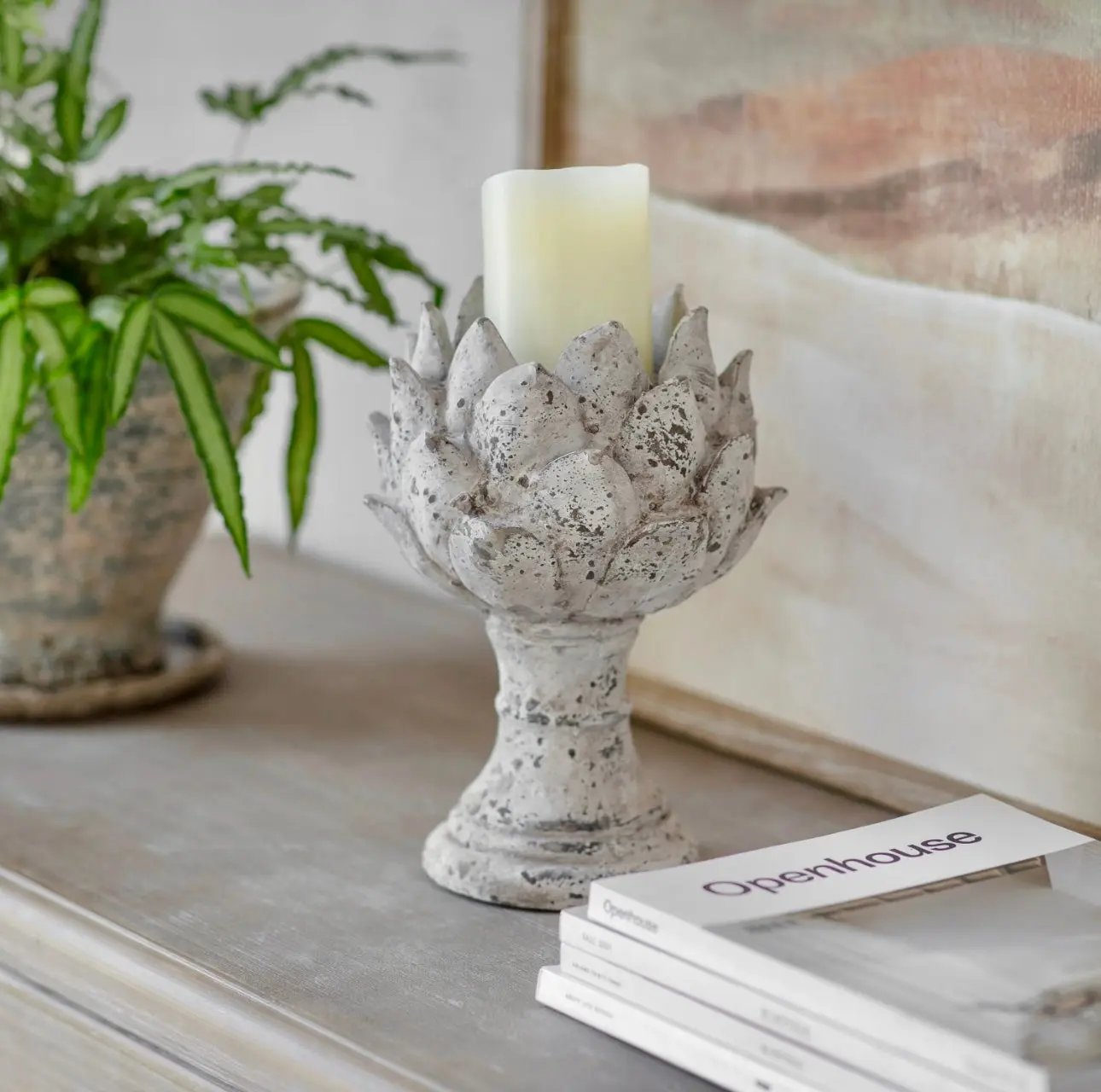 STONE ARTICHOKE CANDLESTICK The Style Closet