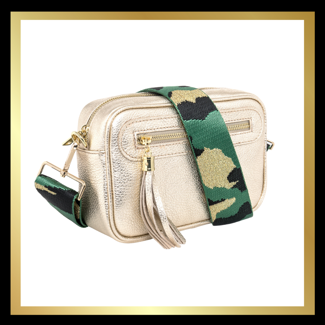 Camera Italian Leather Handbag - with additional side zip