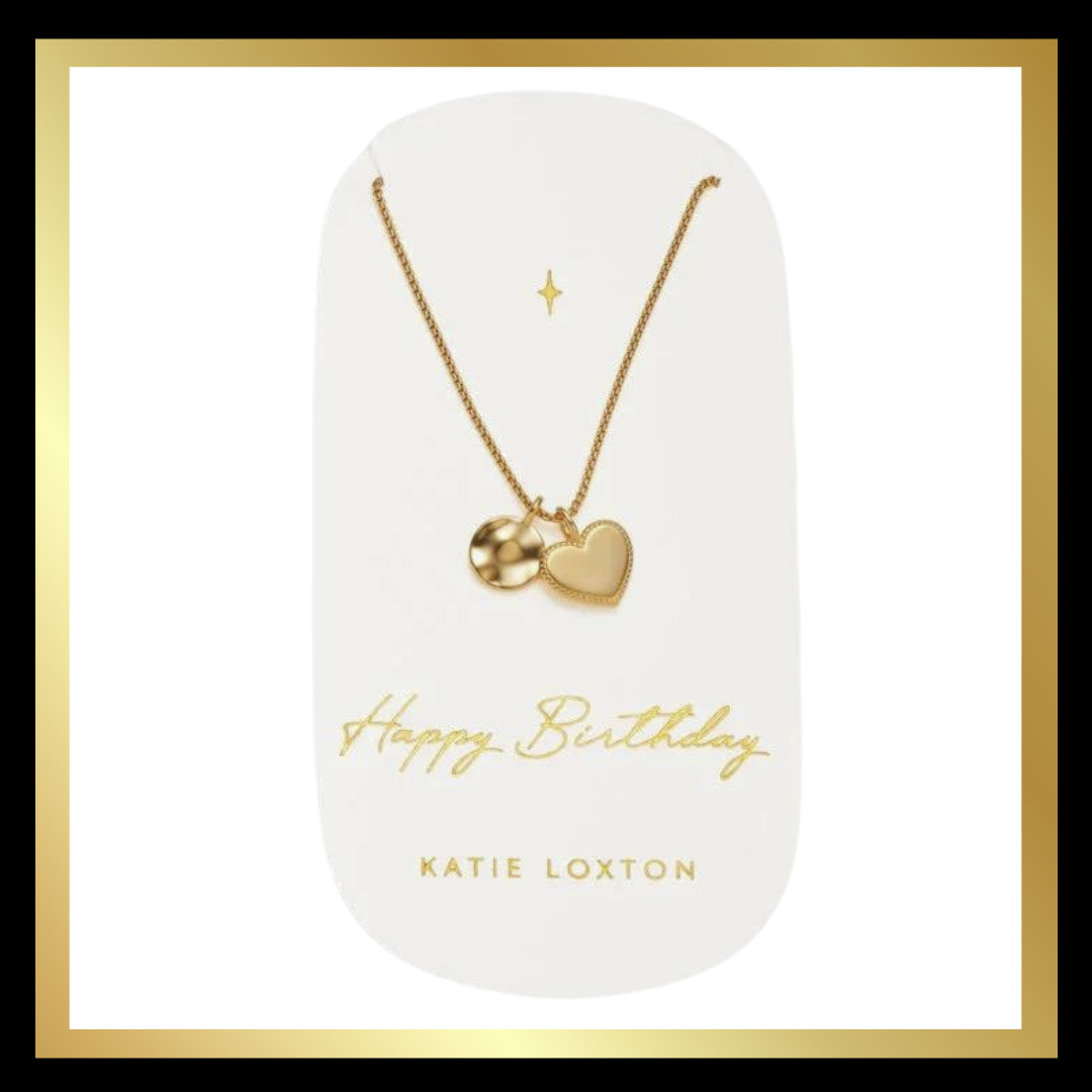 'Happy Birthday' Waterproof Gold Charm Necklace by Katie Loxton