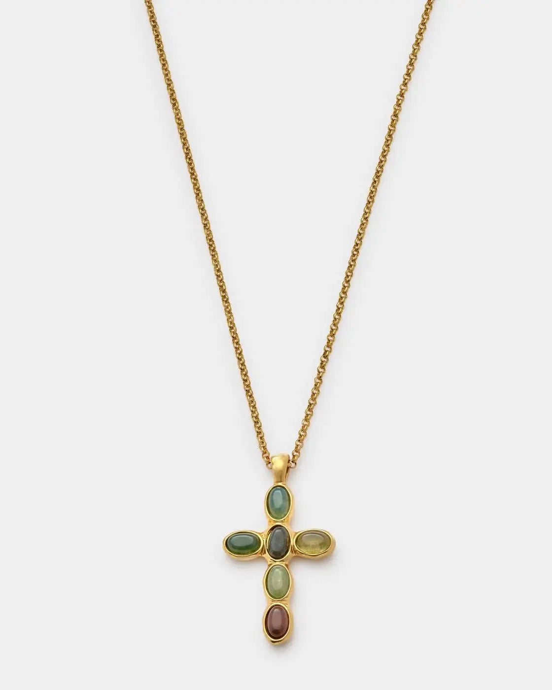 Stone Cross Waterproof Gold Necklace The Style Closet