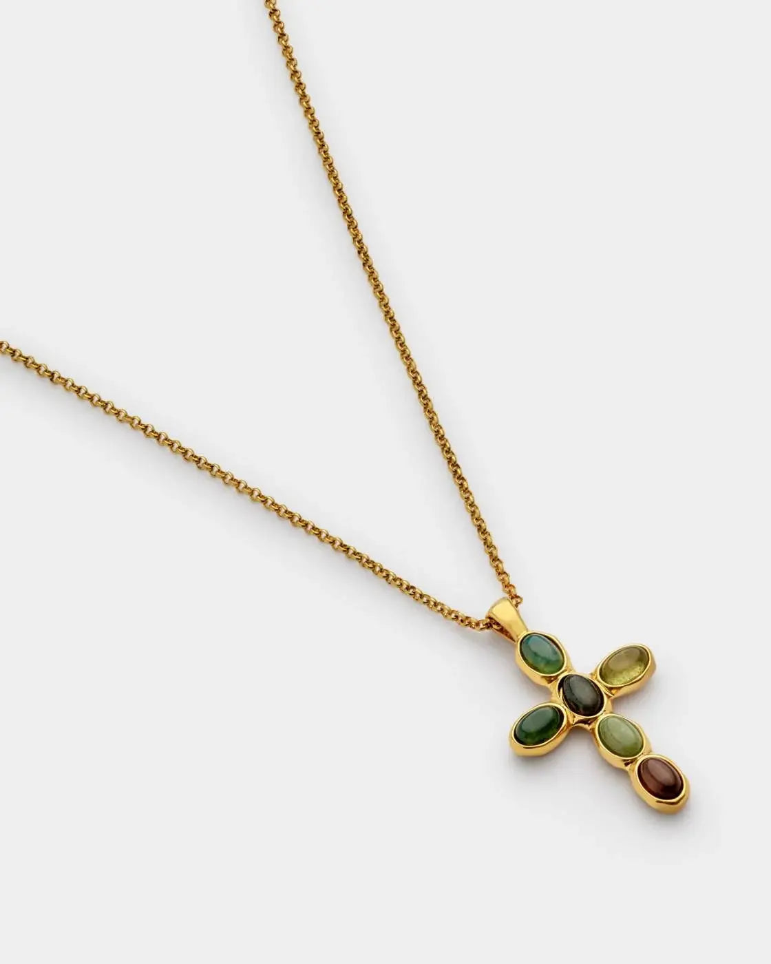 Stone Cross Waterproof Gold Necklace The Style Closet