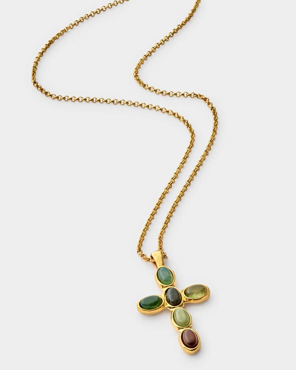 Stone Cross Waterproof Gold Necklace The Style Closet
