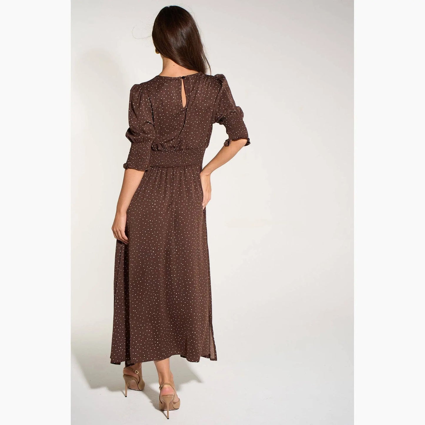 Silk Feel Ditsy Heart Print Tea Dress The Style Closet