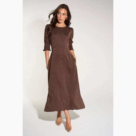 Silk Feel Ditsy Heart Print Tea Dress The Style Closet