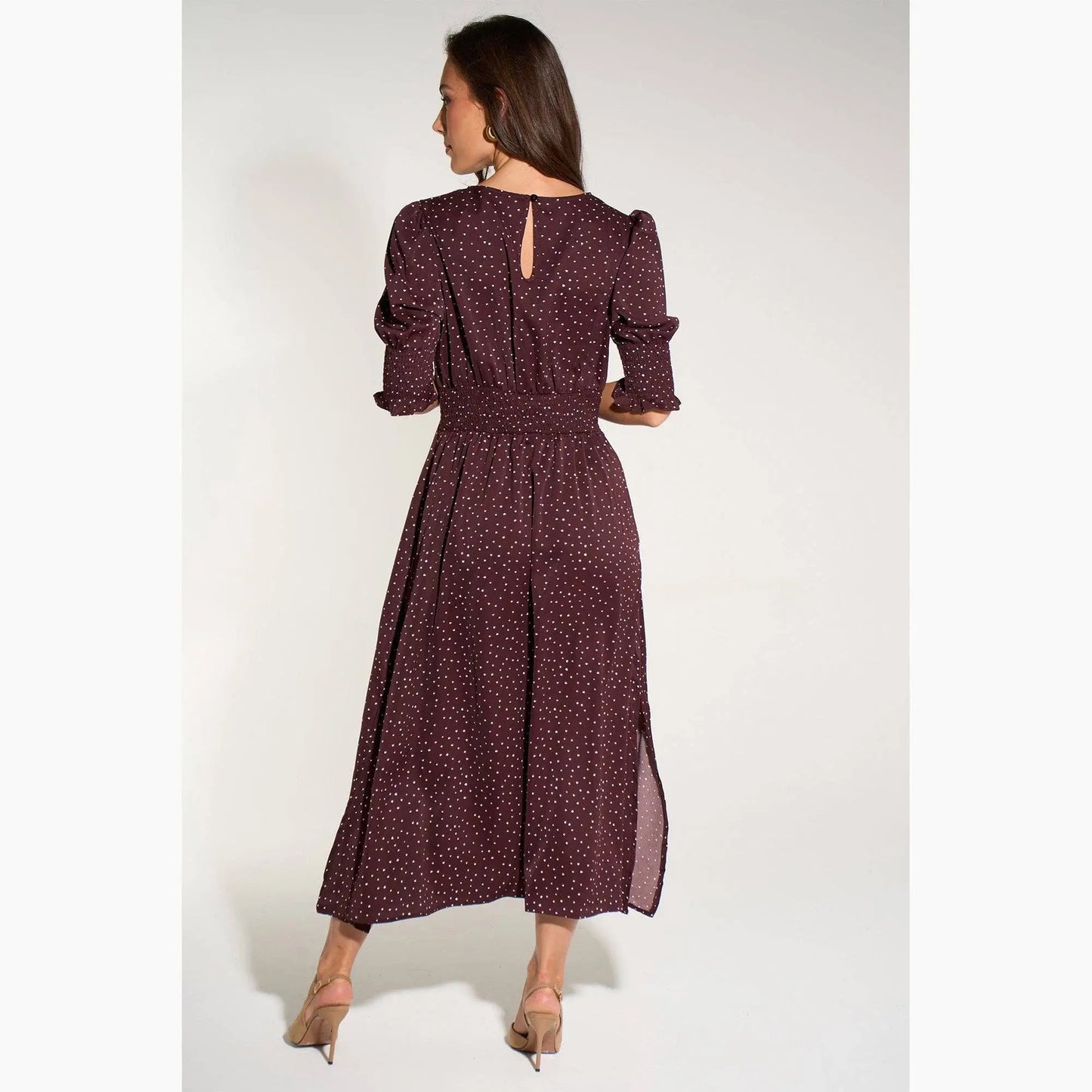 Silk Feel Ditsy Heart Print Tea Dress The Style Closet
