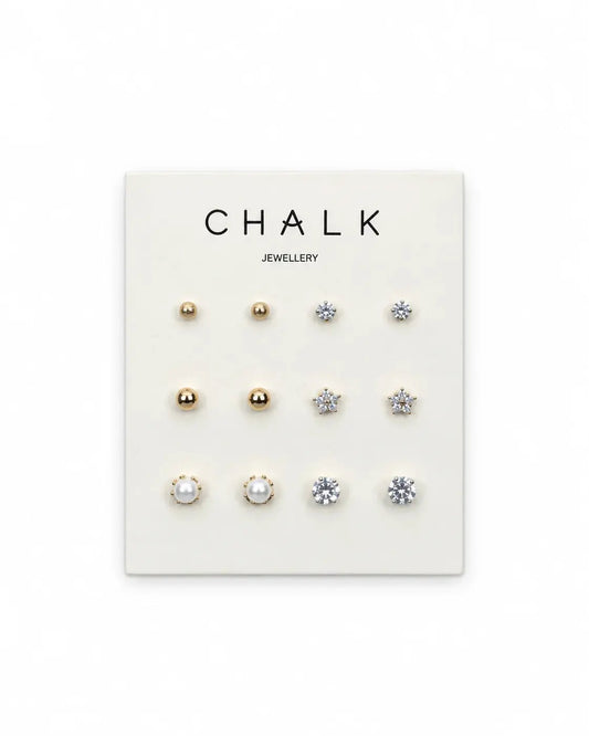 Multi-Stud Earring Card | Gold The Style Closet