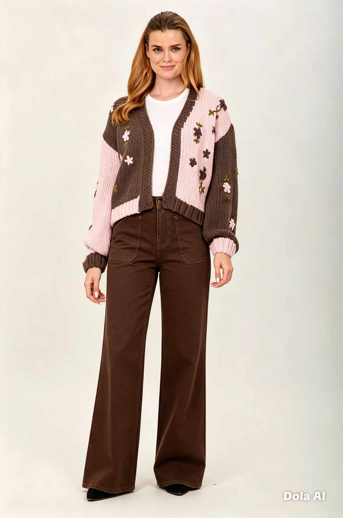 Pink/Brown Chunky Cardigan