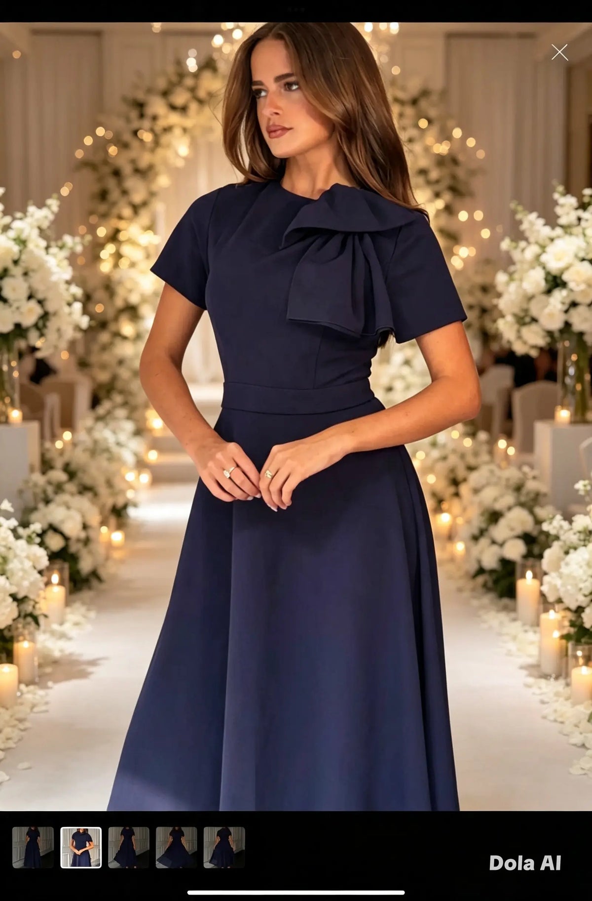 Minta Bow Detail Short Sleeve Midi Dress Girl in mind