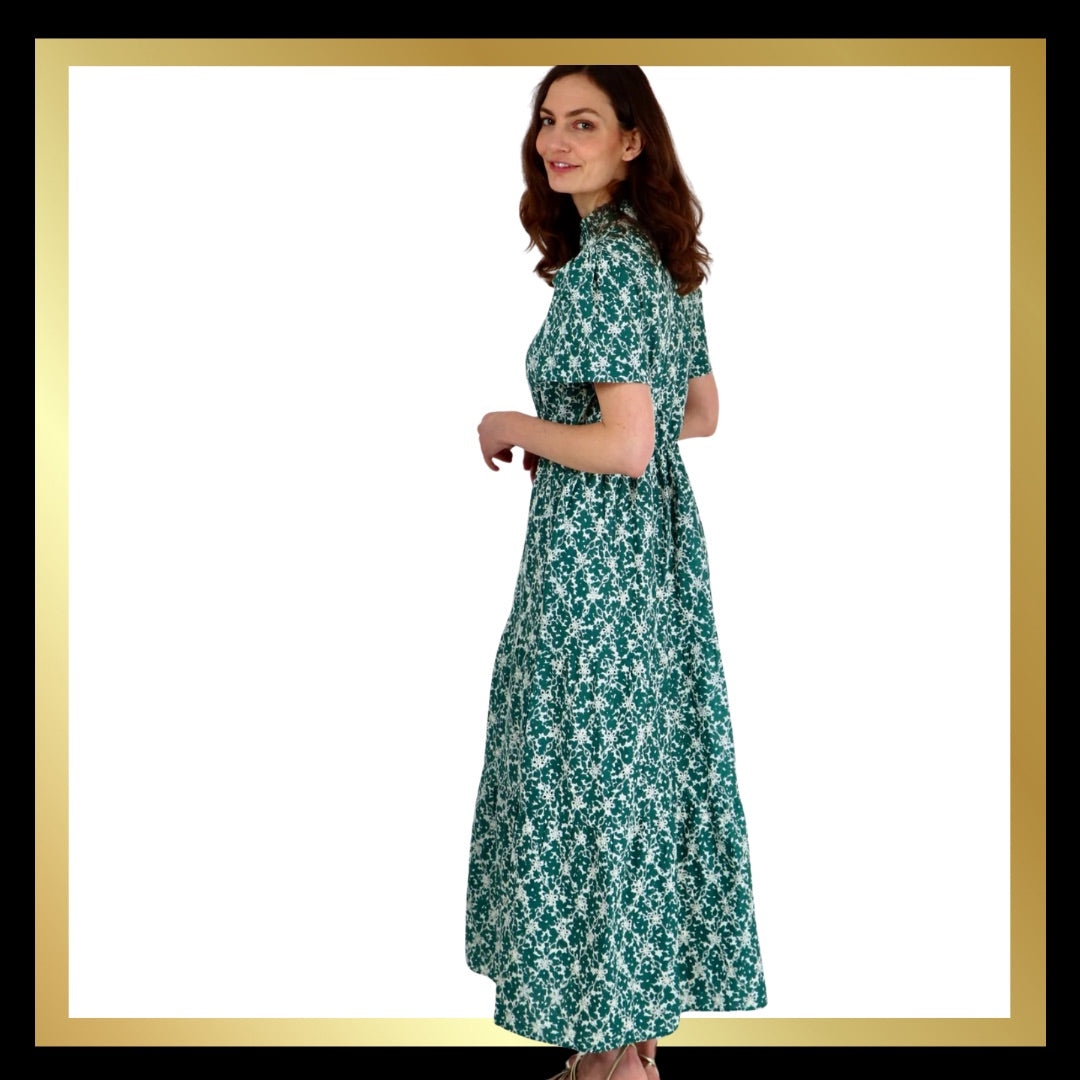 Broderie Anglaise Cotton Dress with Pockets