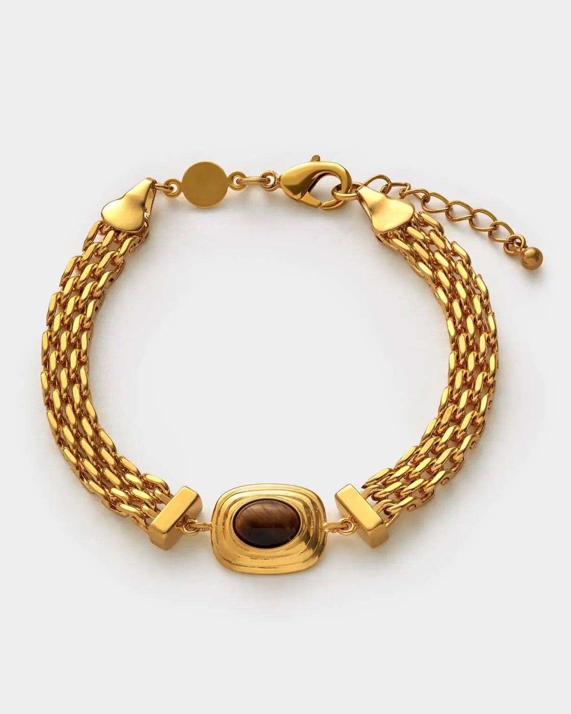Tiger's Eye Waterproof Gold Button Bracelet The Style Closet