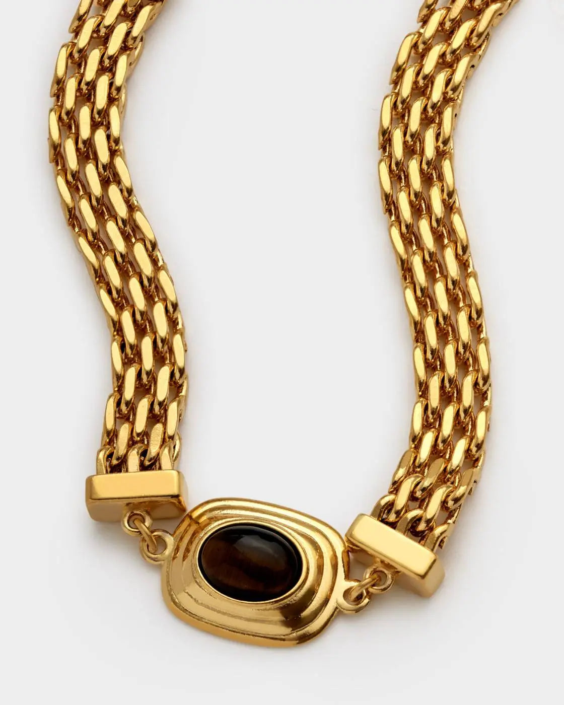 Tiger's Eye Waterproof Gold Button Bracelet The Style Closet
