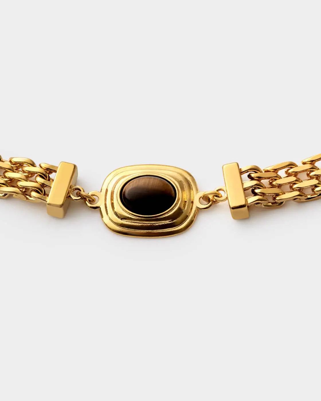 Tiger's Eye Waterproof Gold Button Bracelet The Style Closet