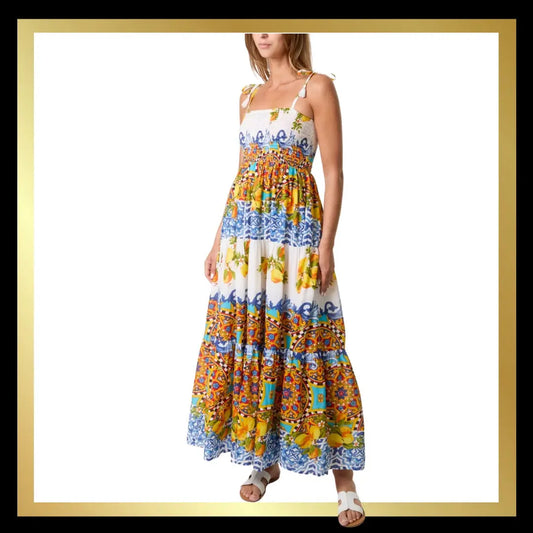 LEMON & BAROQUE TASSEL STRAP DRESS - The Style Closet