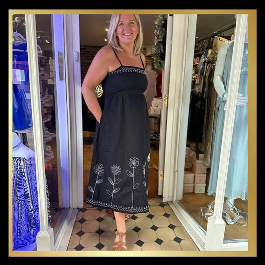 FLORAL EMBROIDERED COTTON DRESS The Style Closet