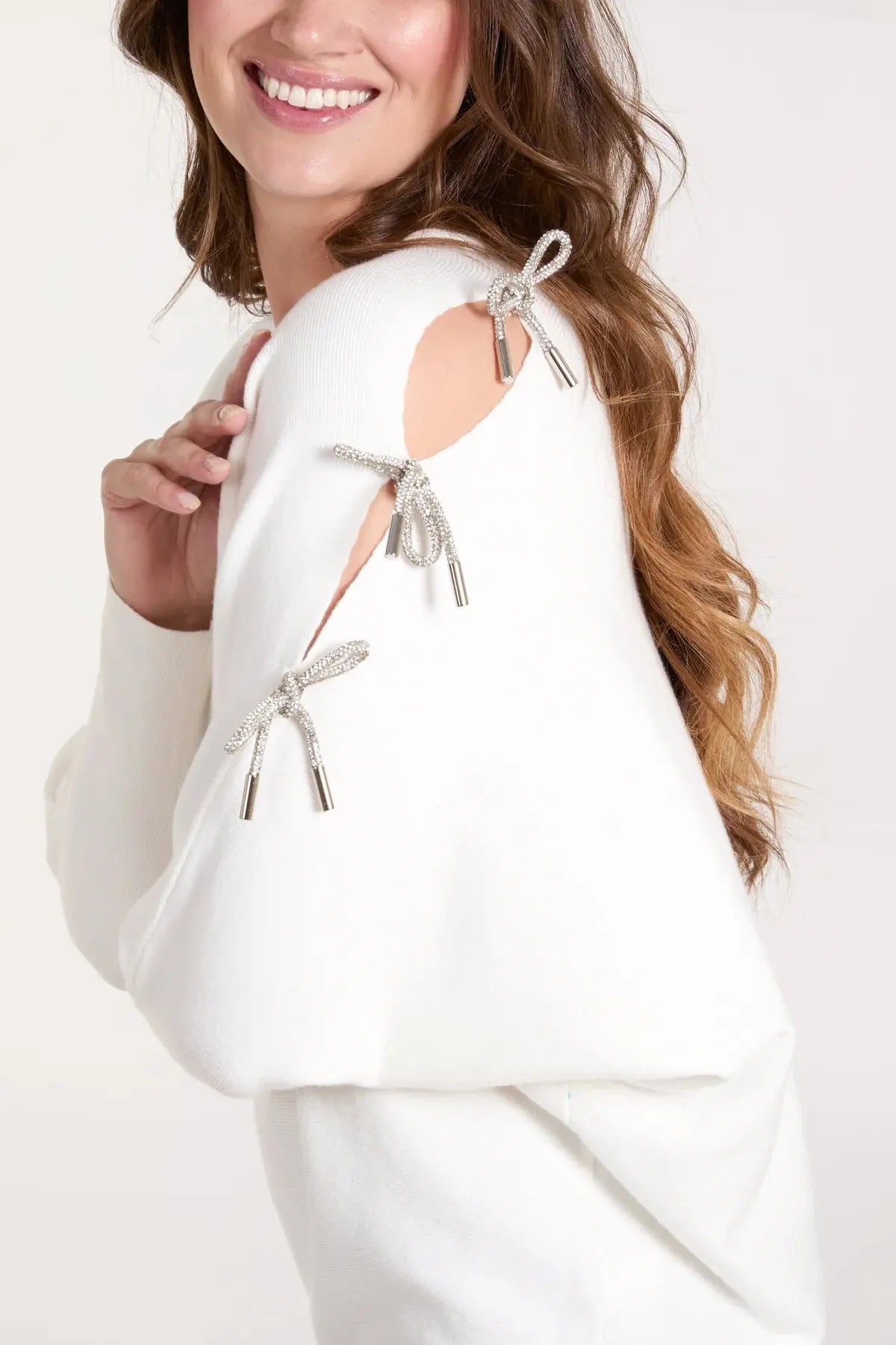 Cut out Sleeve Jumpers with Bows The Style Closet
