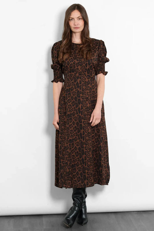 Hazel Tea Dress In Chocolate or Berry Animal Print The Style Closet