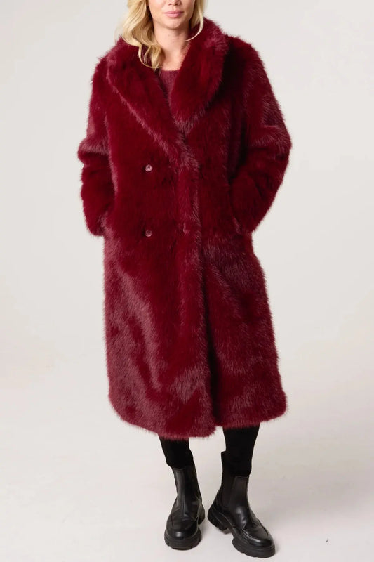 Burgundy Faux Fur Coat The Style Closet