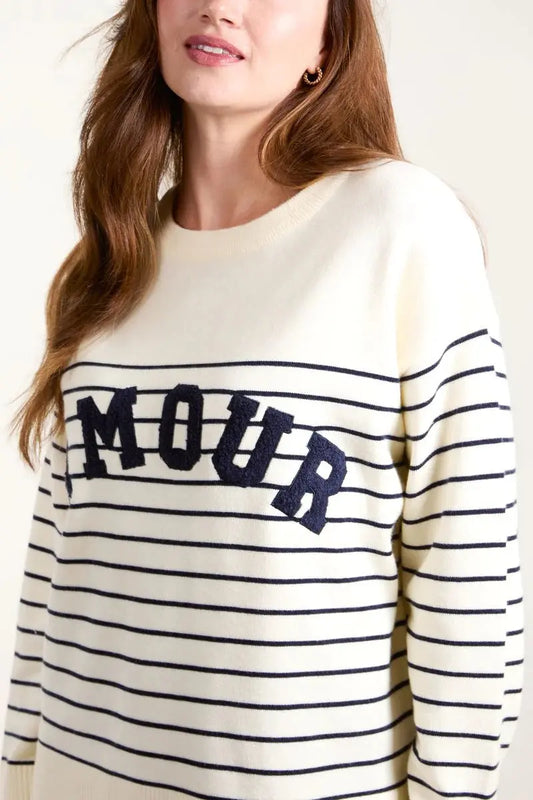 AMOUR IVORY/NAVY STRIPE JUMPERS The Style Closet