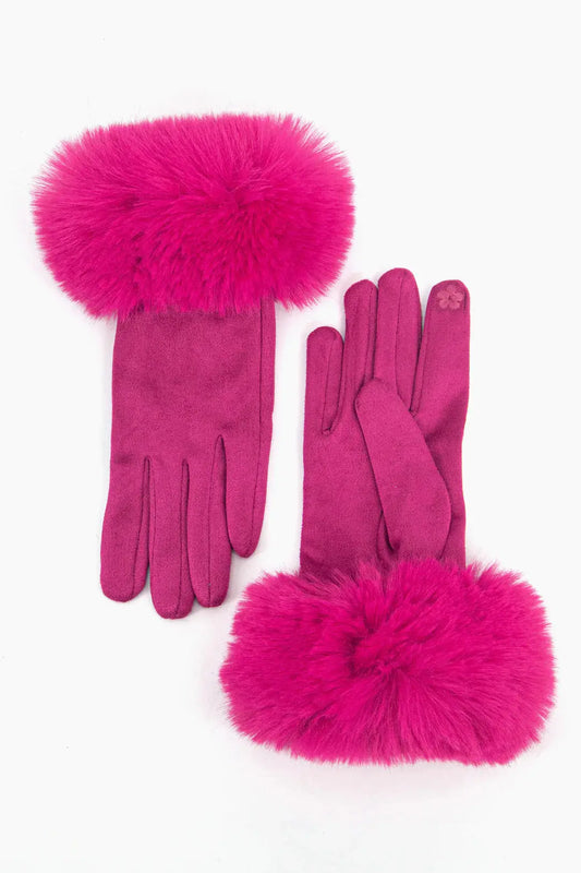 Luxurious Velvet Touchscreen Gloves with Faux Fur Cuff The Style Closet