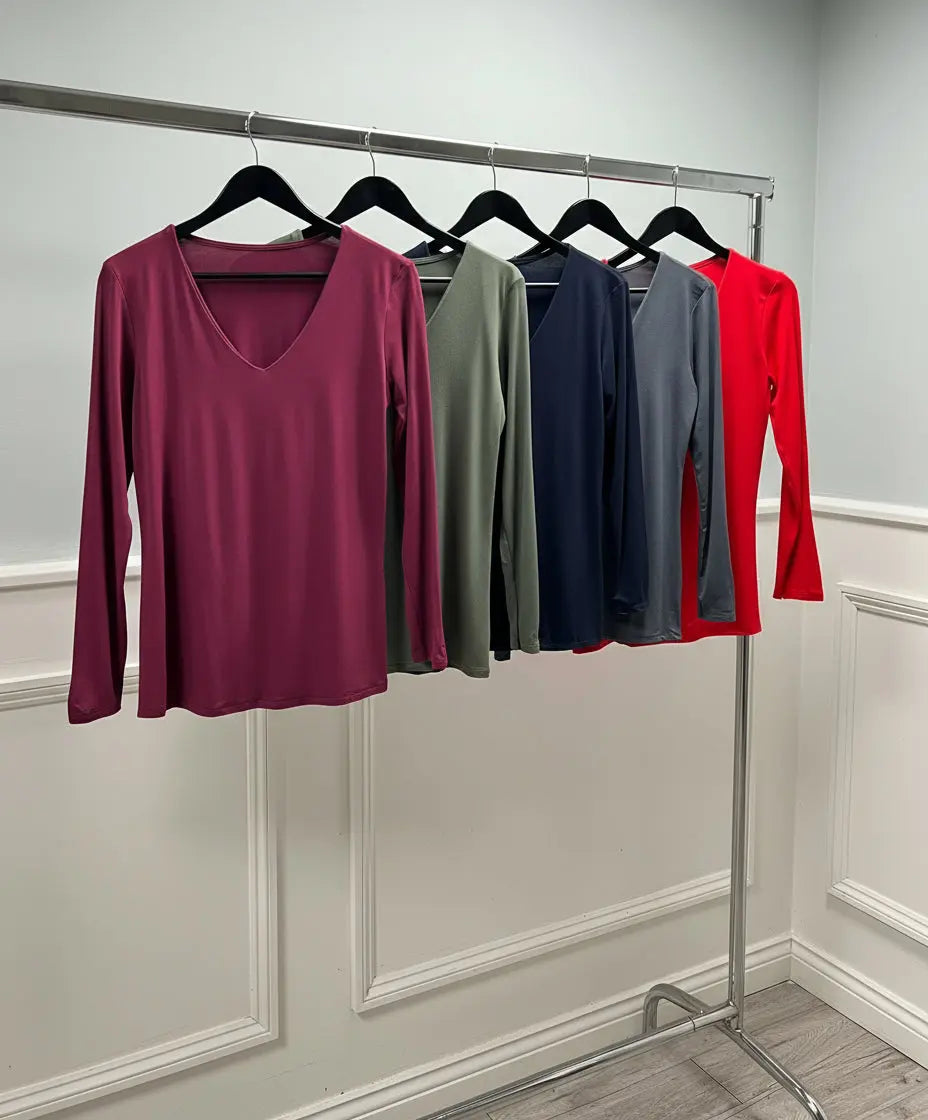V NECK DOUBLE LINED TOP The Style Closet