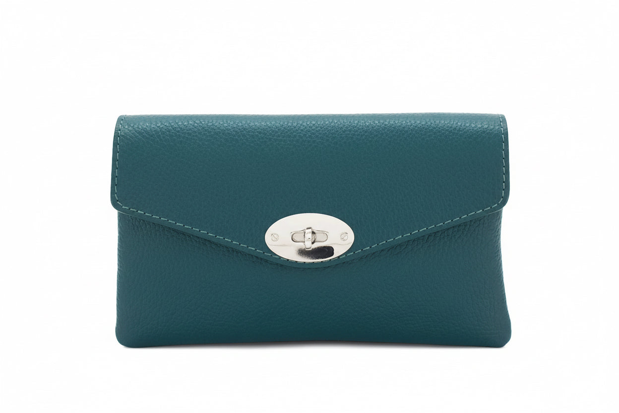 Double Compartment Leather Bag with Crossbody Silver Chain The Style Closet