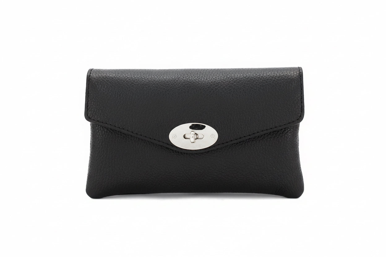 Double Compartment Leather Bag with Crossbody Silver Chain The Style Closet