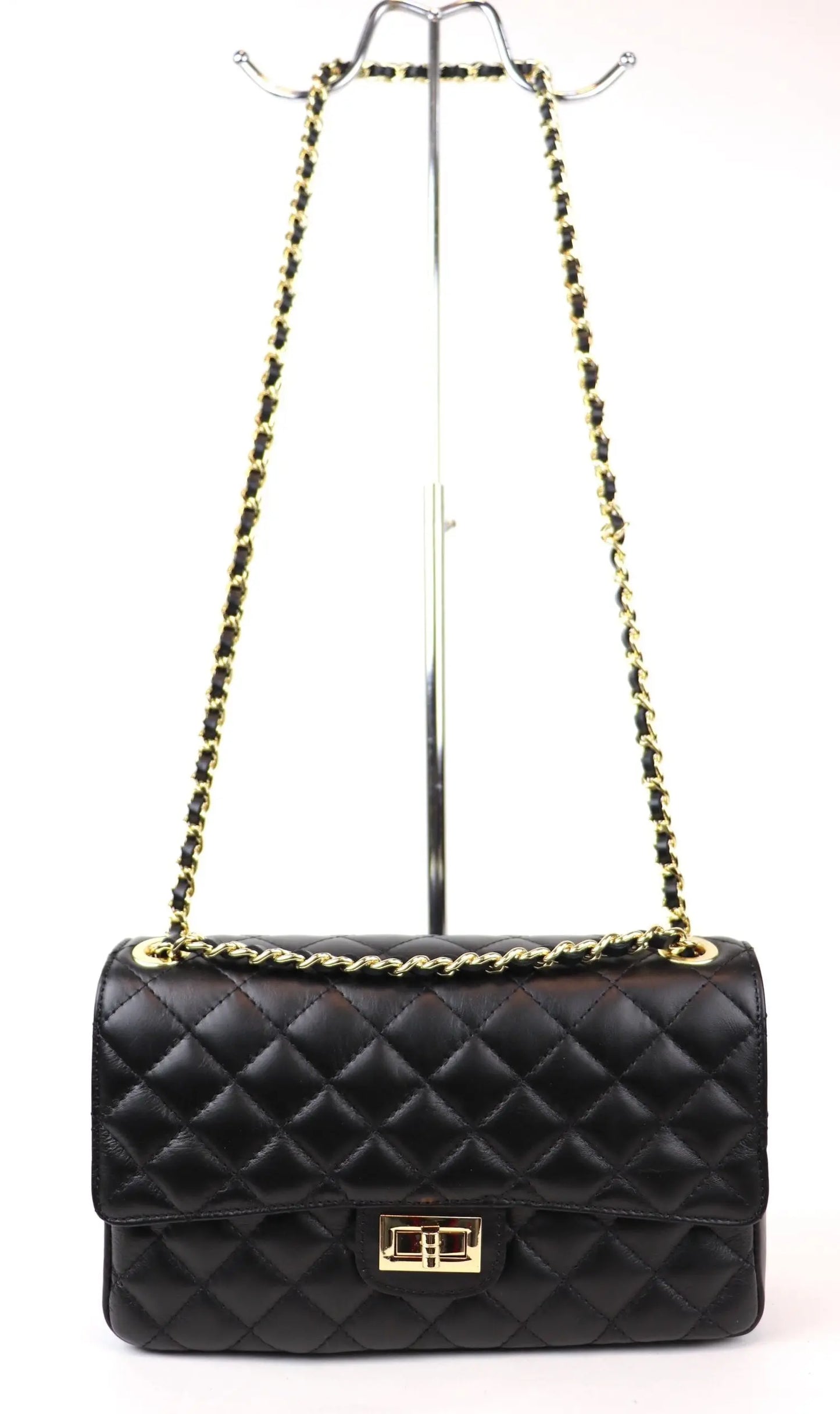 Large Quilted Italian Leather Handbag The Style Closet