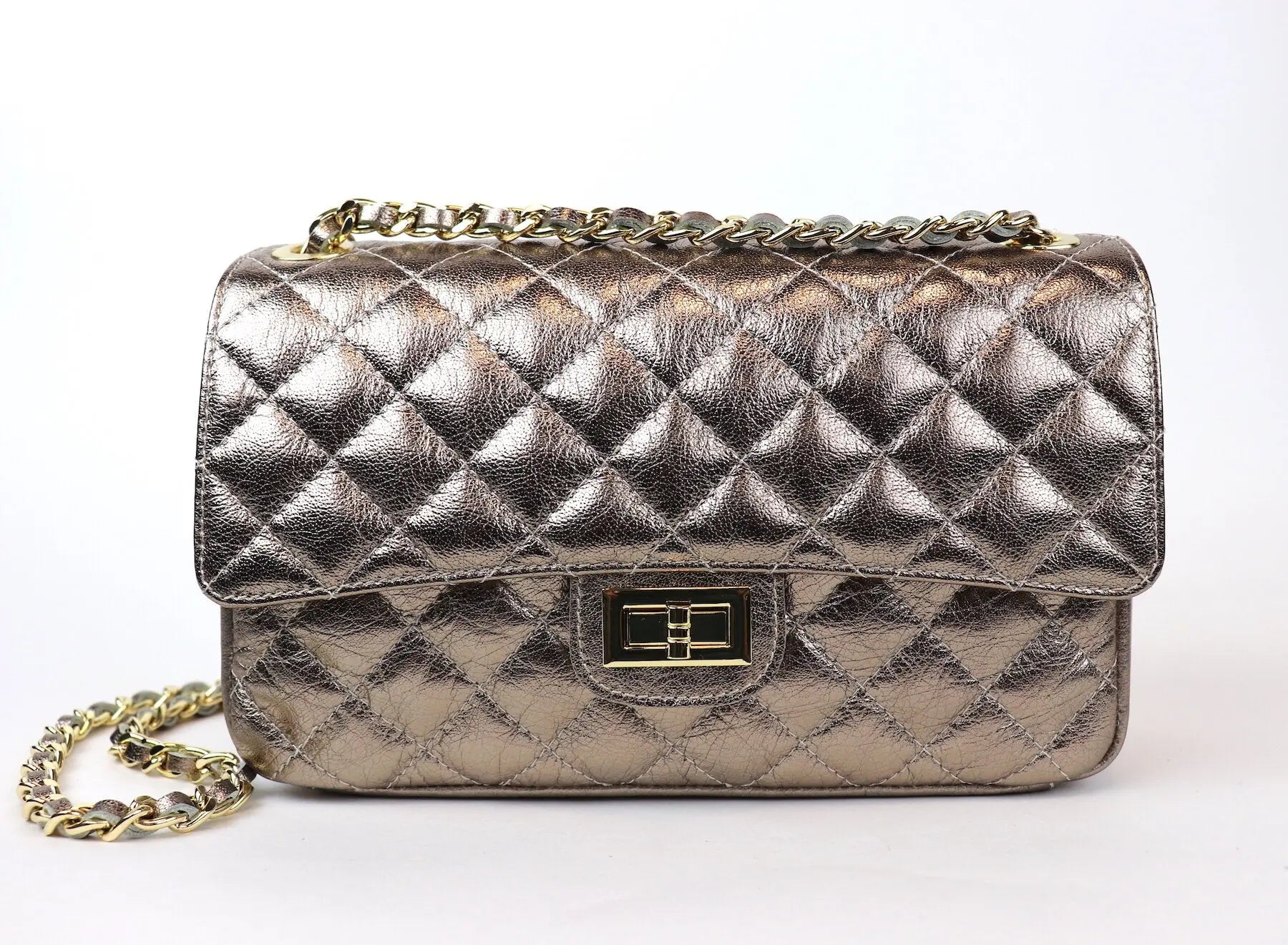 Large Quilted Italian Leather Handbag The Style Closet