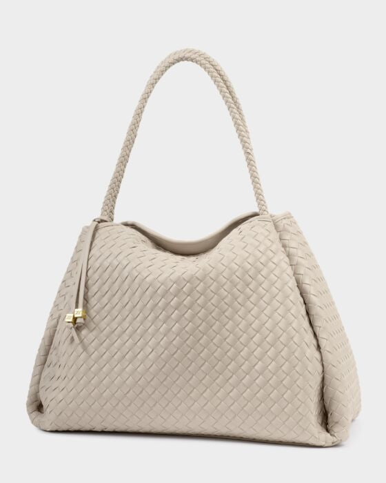 NOVA Hand Woven Large Shoulder Bag - Oyster