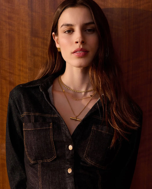Katie Loxton Themis Waterproof Gold T-Bar Necklace The Style Closet