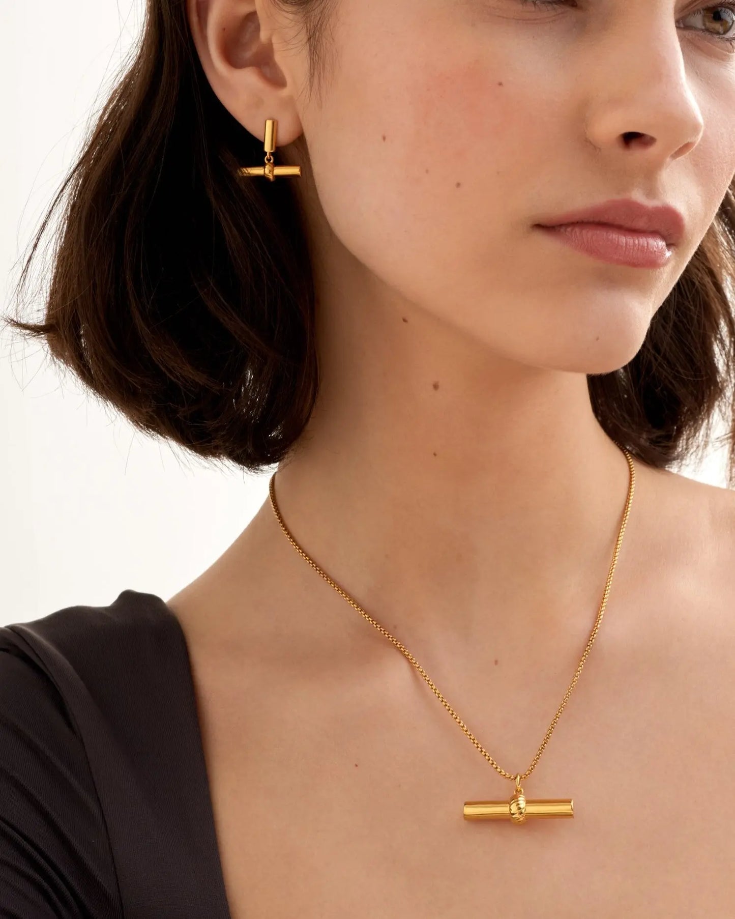Katie Loxton Themis Waterproof Gold T-Bar Necklace The Style Closet