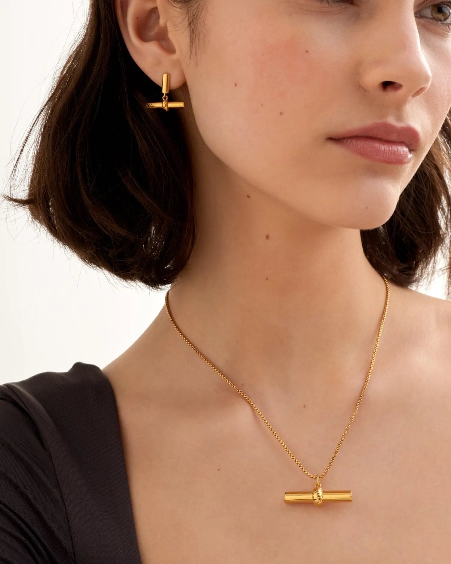 Katie Loxton Themis Waterproof Gold T-Bar Necklace The Style Closet