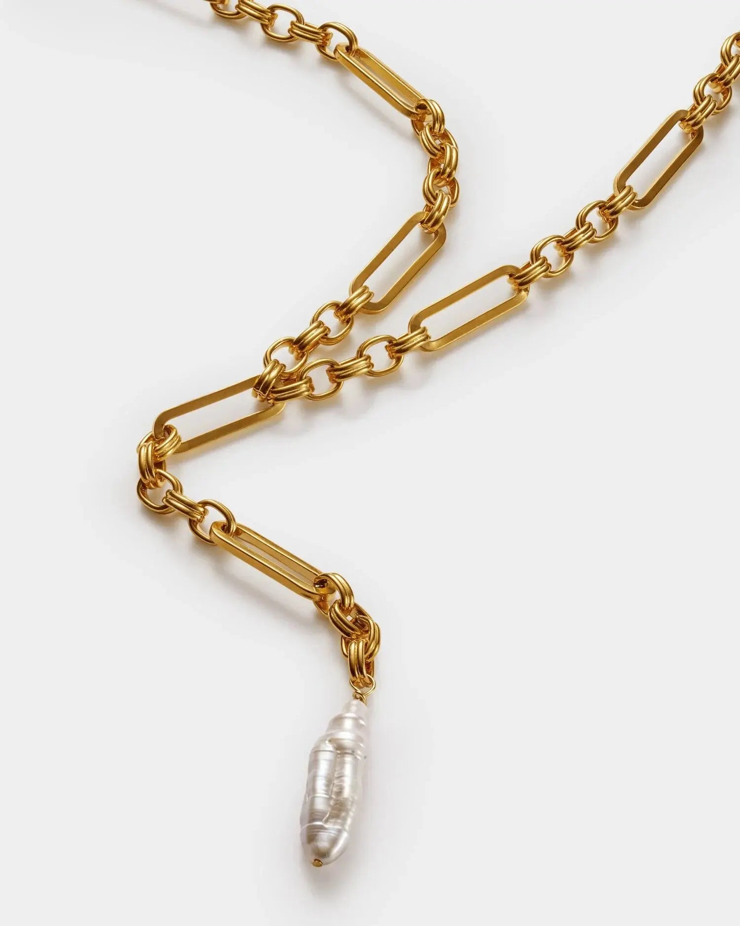 Allure Waterproof Gold Pearl Lariat Necklace The Style Closet