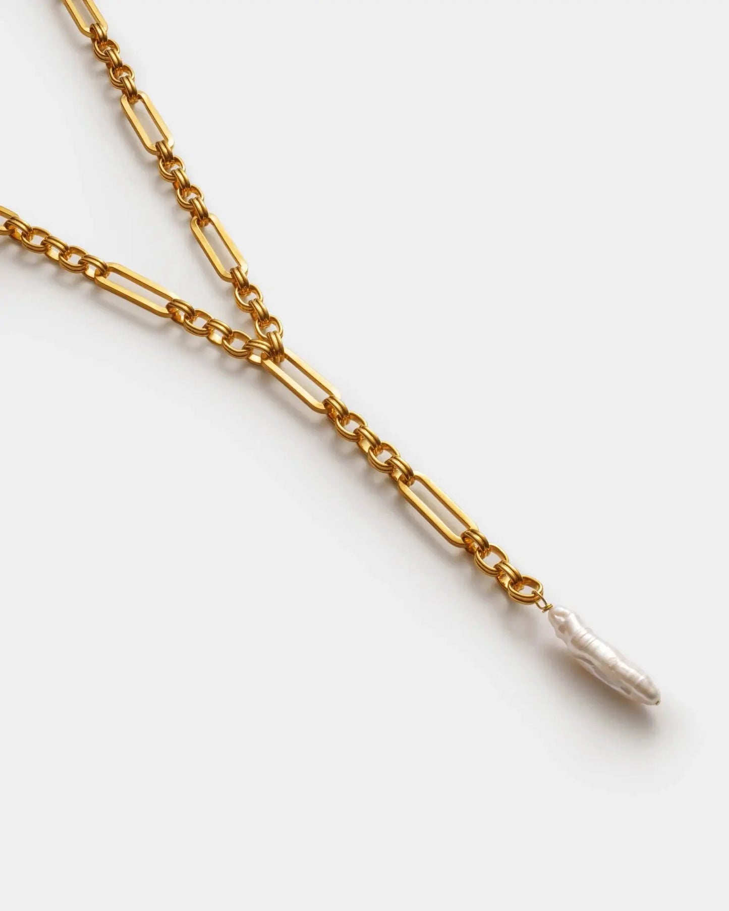 Allure Waterproof Gold Pearl Lariat Necklace The Style Closet