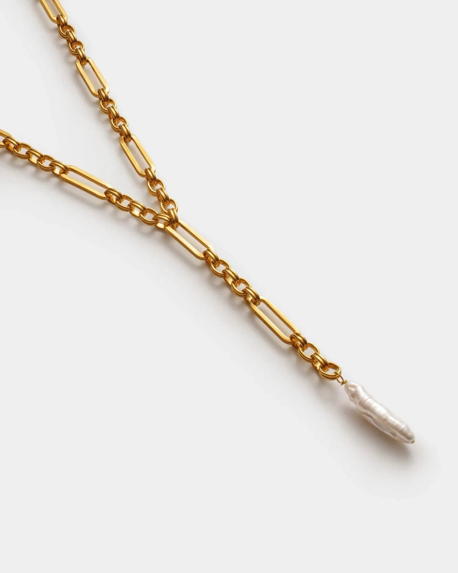 Allure Waterproof Gold Pearl Lariat Necklace The Style Closet
