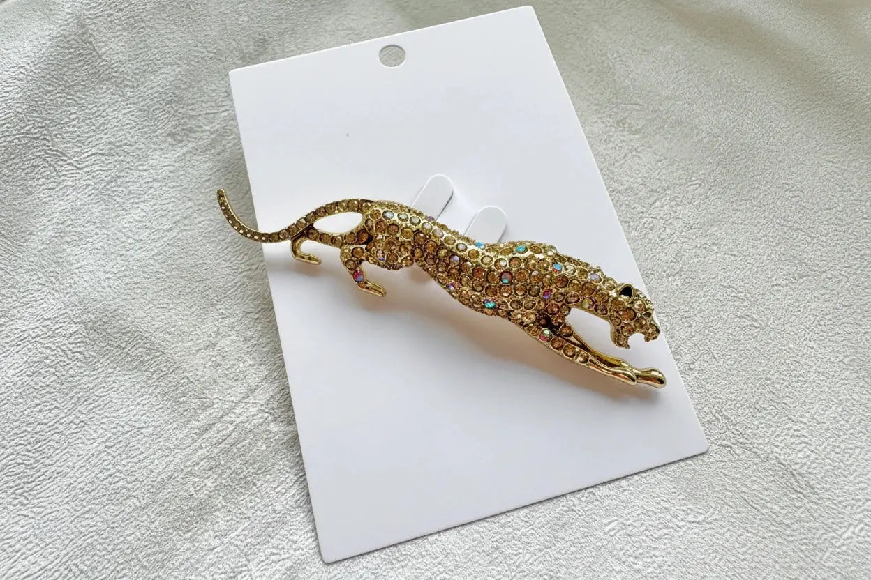 GOLD JAGUAR BROOCH The Style Closet