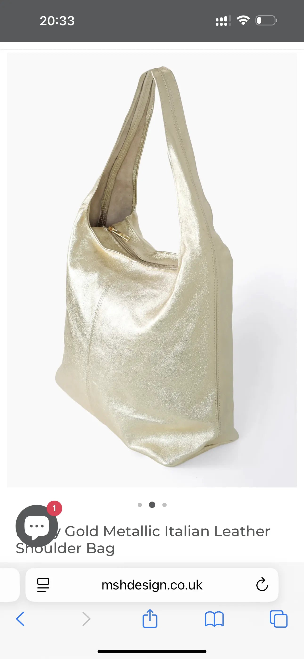 Metallic Italian Leather Shoulder Bag in SILVER or GOLD The Style Closet