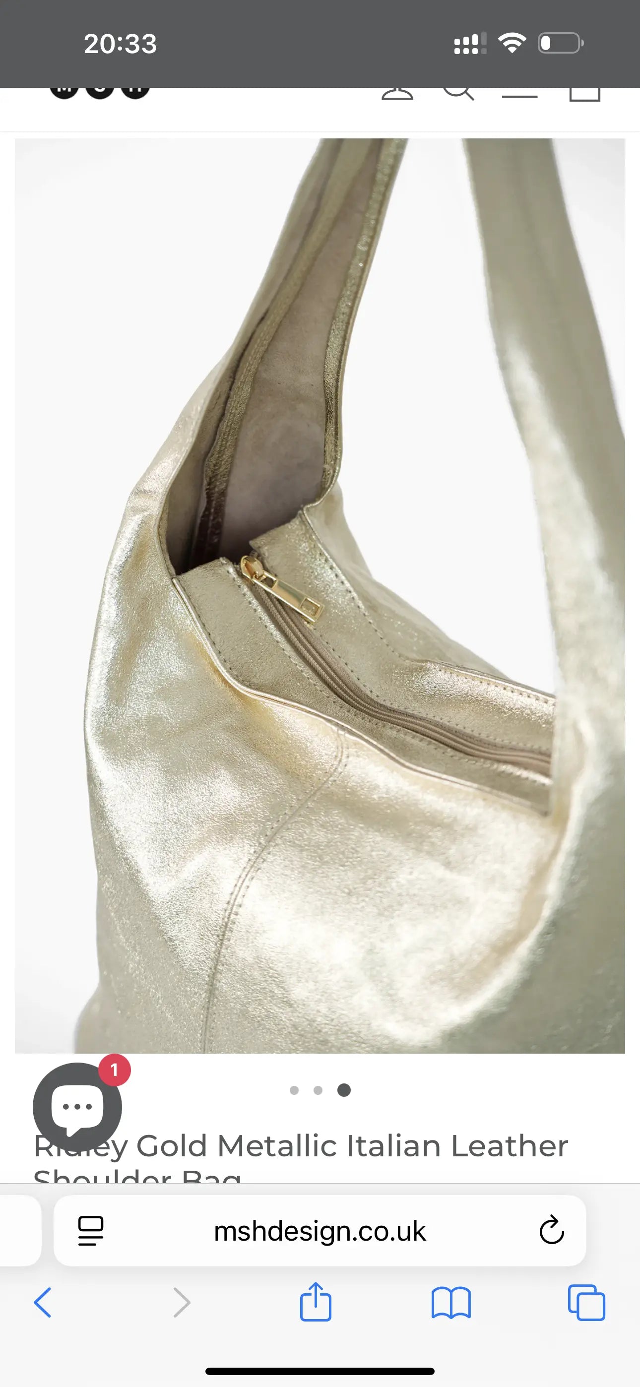 Metallic Italian Leather Shoulder Bag in SILVER or GOLD The Style Closet