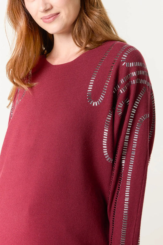 EMBELLISHED SHOULDER SWIRL JUMPER The Style Closet