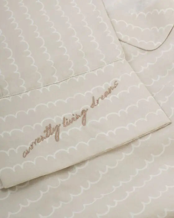 Pyjama Set - Taupe/Off WhiteWave Print The Style Closet