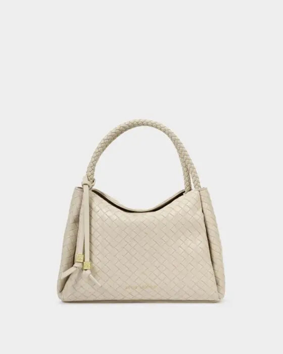 Nova Woven Texture Top Handle Bag in Off Whiteb The Style Closet