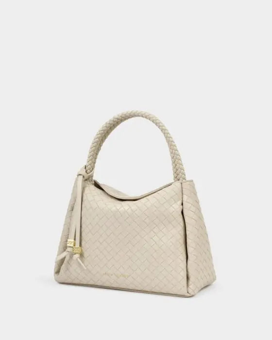 Nova Woven Texture Top Handle Bag in Off Whiteb The Style Closet