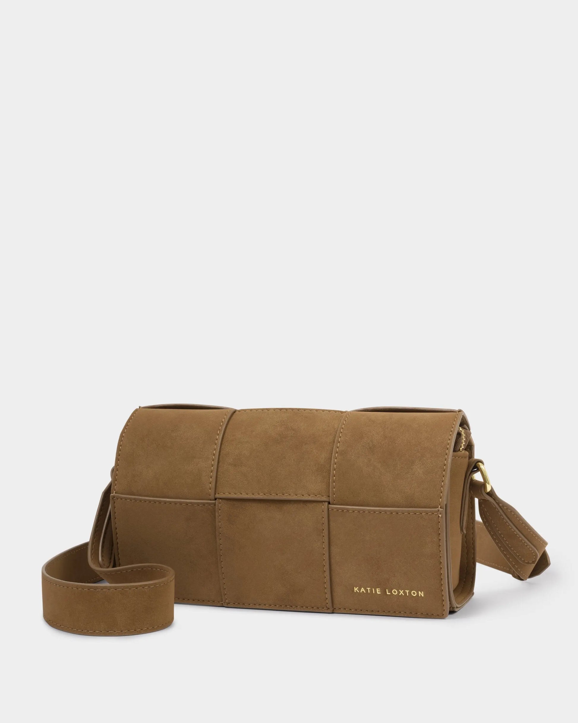 Taya Suedette Crossbody Bag in Caramel Suedette The Style Closet