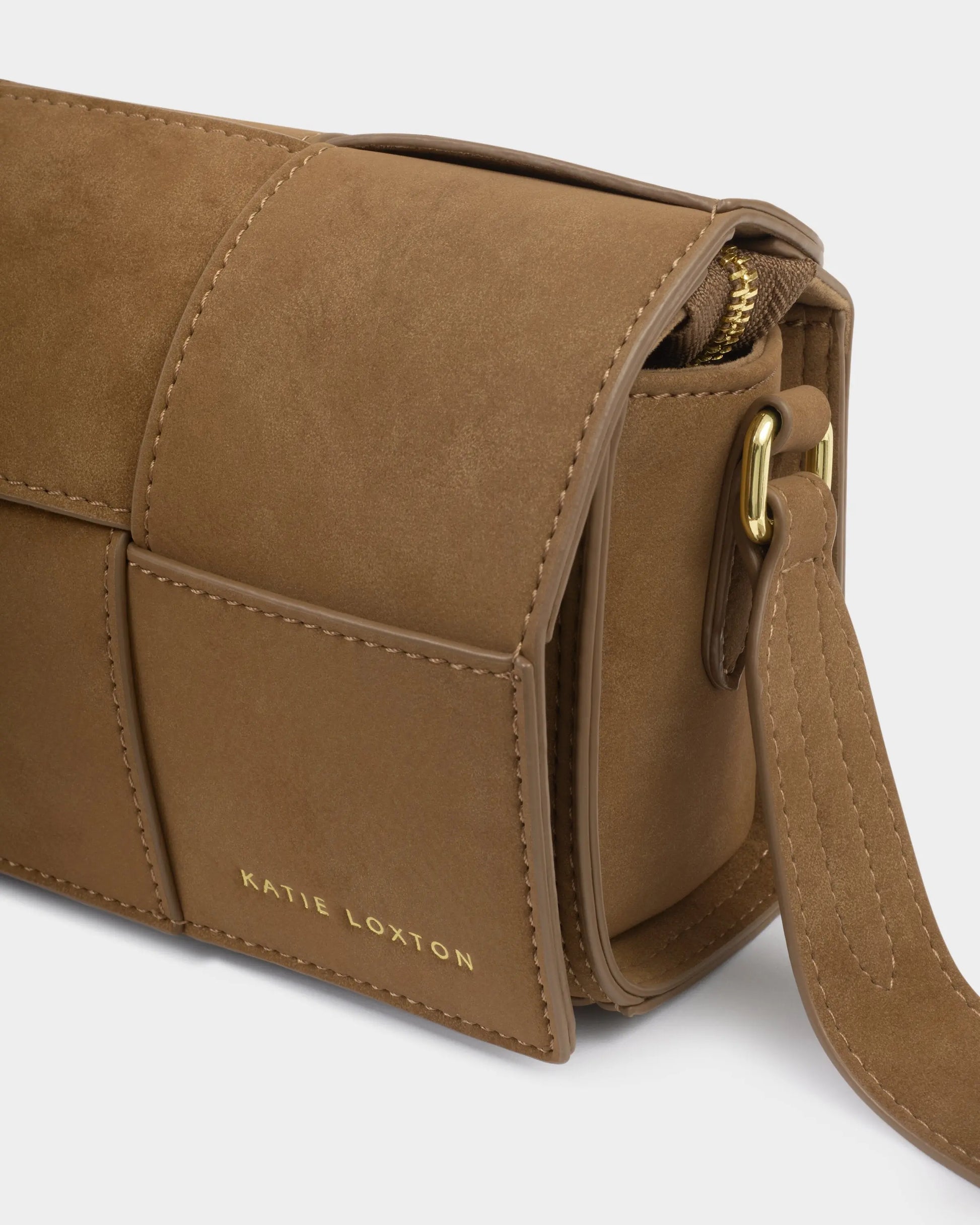 Taya Suedette Crossbody Bag in Caramel Suedette The Style Closet