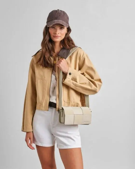 Taya Suedette Crossbody Bag Off White Suedette The Style Closet