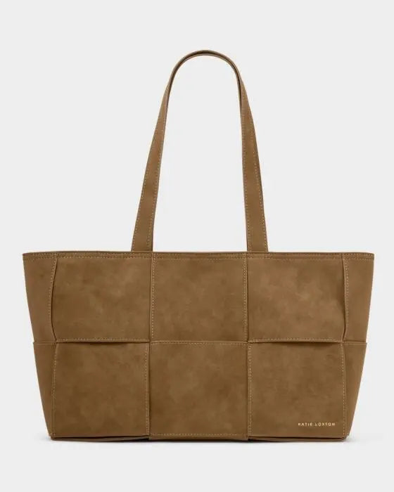 Taya Hand Woven Suedette Tote Bag in Caramel The Style Closet