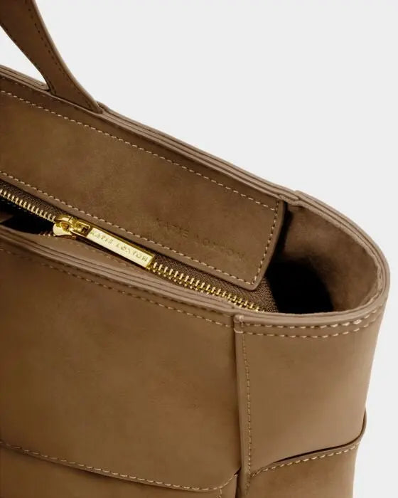 Taya Hand Woven Suedette Tote Bag in Caramel The Style Closet