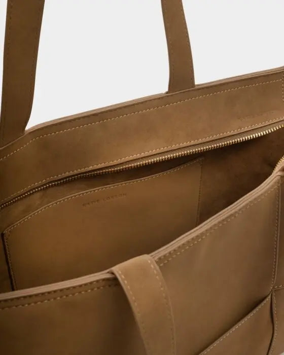 Taya Hand Woven Suedette Tote Bag in Caramel The Style Closet